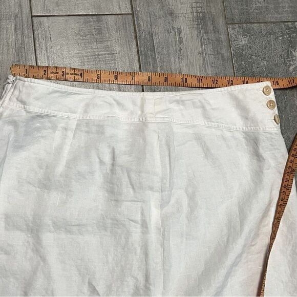 VTG Y2K DKNY White linen EYELET Scalloped Hem Low Waisted mini skirt 10 L - Picture 4 of 7